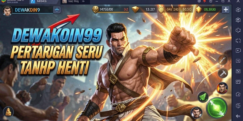 Tampilan gameplay seru DEWAKOIN99 saat pertarungan berlangsung.