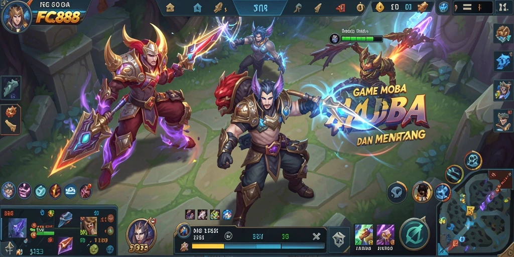 Tangkapan layar menampilkan aksi seru dalam gameplay MOBA.