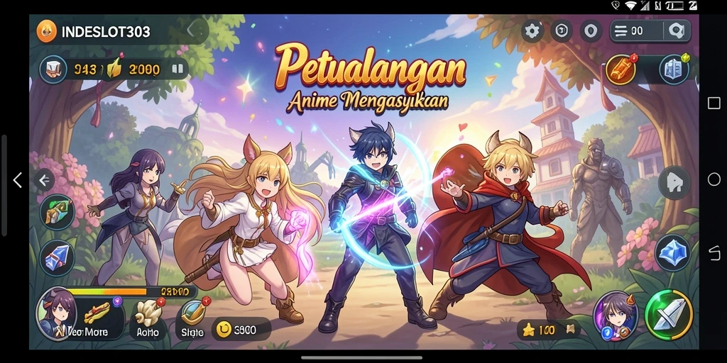 Tampilan gameplay INDESLOT303 dengan karakter Anime yang beraksi.