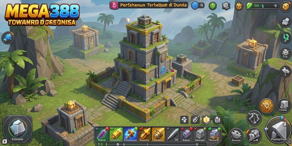 Tangkapan layar gameplay seru dari MEGA388 dalam genre Tower Defense.