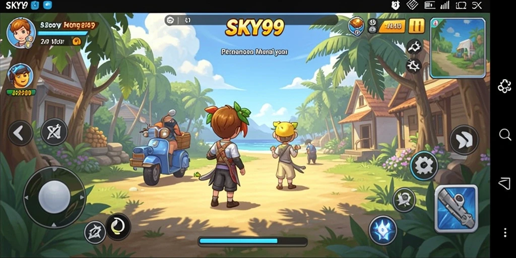 Tampilan gameplay <strong>SKY99</strong> yang penuh warna dan menghibur.